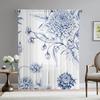 2 Pieces Blue and White Floral Pattern Curtains   Polyester Fabric   Machine Washable   Suitable for Bedroom Living Room Decoration