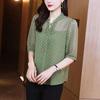 Chiffon Shirt for Women Fashionable Age-reducing Top Half-sleeved Temperament Tie Loose and Beautiful Thin Shirt for Women