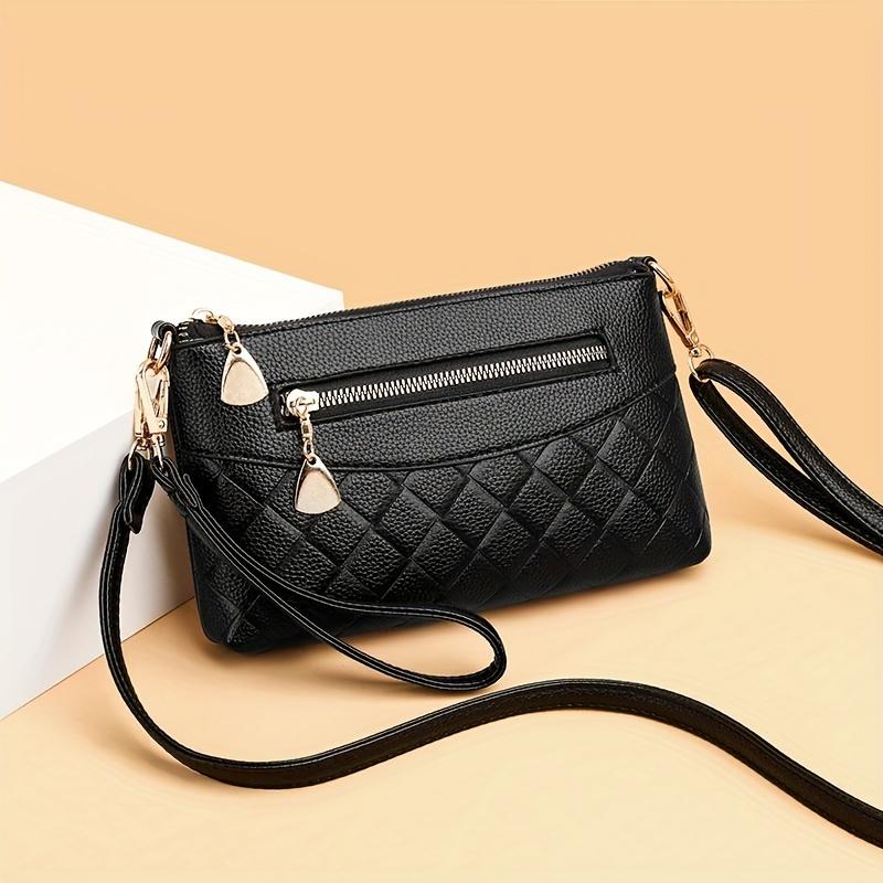 Flower Printed Crossbody Bag, Women's Multi Zipper Clutch Wallet, Fashion Shoulder Purses For Daily Use