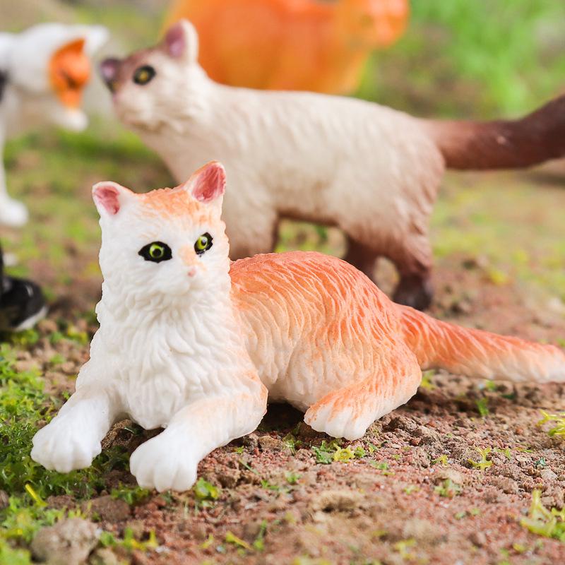 Children's Mini Simulation Pet Kitten Set: Yellow, Orange, and Tabby Cat Toy Ornaments