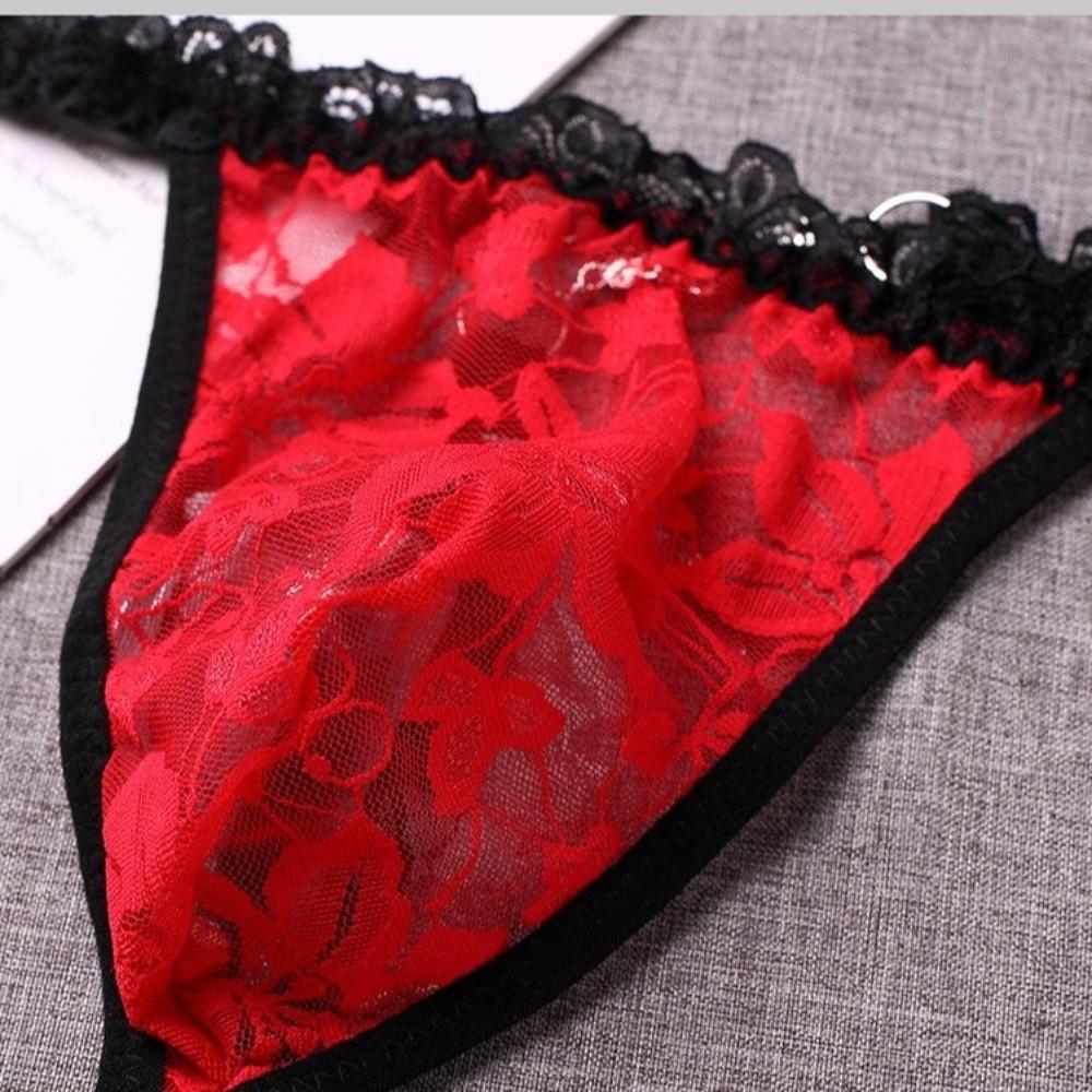 Hollow Out Men Underwear Transparent Triangle Panties Simple Men's Thong Exotic