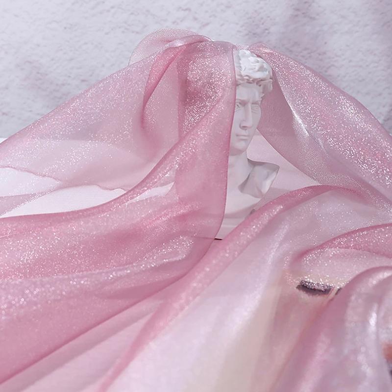 1PC Lightweight Artistic Breathability Beautiful Atmosphere Transparent Holiday Decorations Organza Fabric Romantic 1Mx150CM