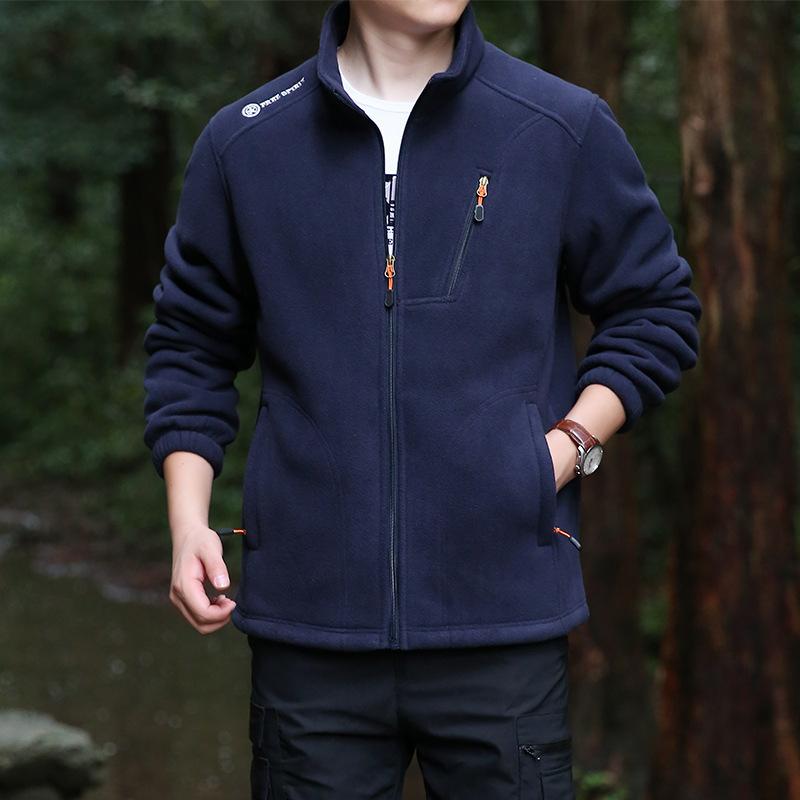 Fuzzy Sherpa Jacket for Men Casual Full Zip Stand Collar Fall Winter Warm Outwear Polar Fleece Jackets Men's Outdoor Hiking Soft Coat With Pockets