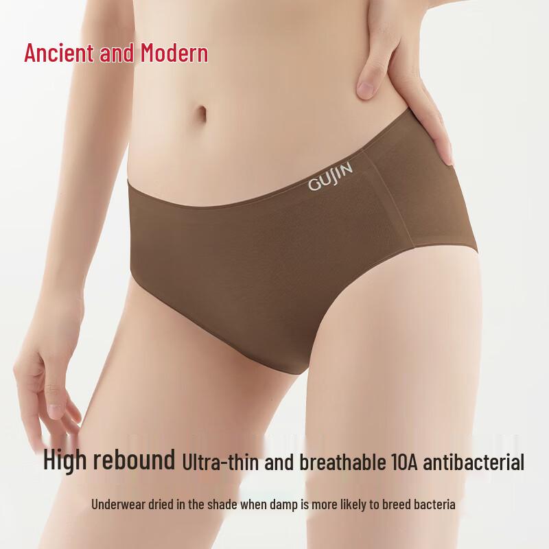 GUJIN Women's 4-Pack Cotton Antibacterial Seamless Mid-Waist Briefs