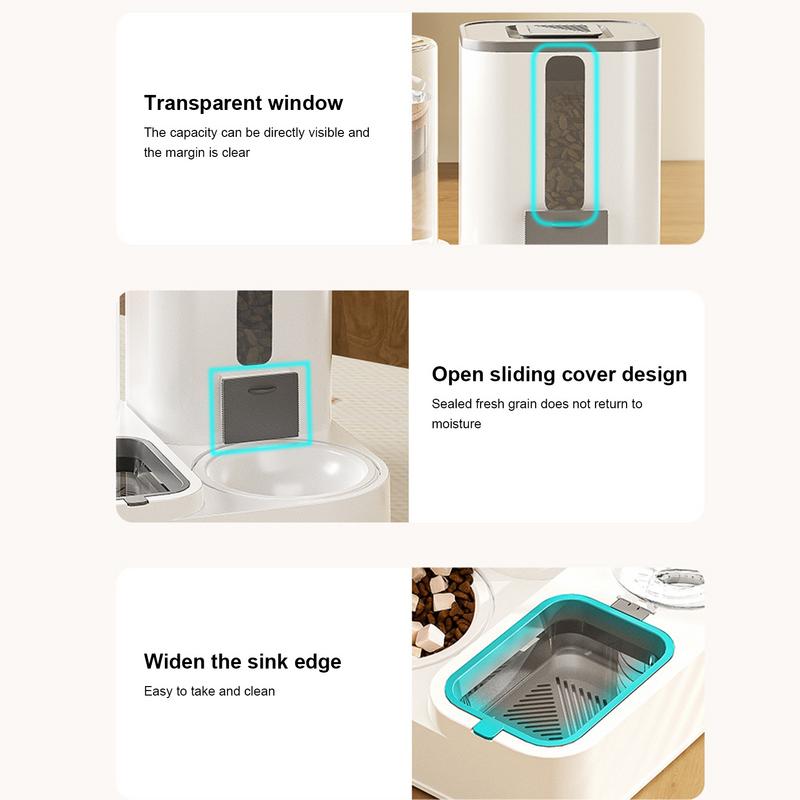 Cat Food Dispenser Automatic Feeder with Large Capacity Dog Food Dispenser Reusable Water Dispenser for Cage