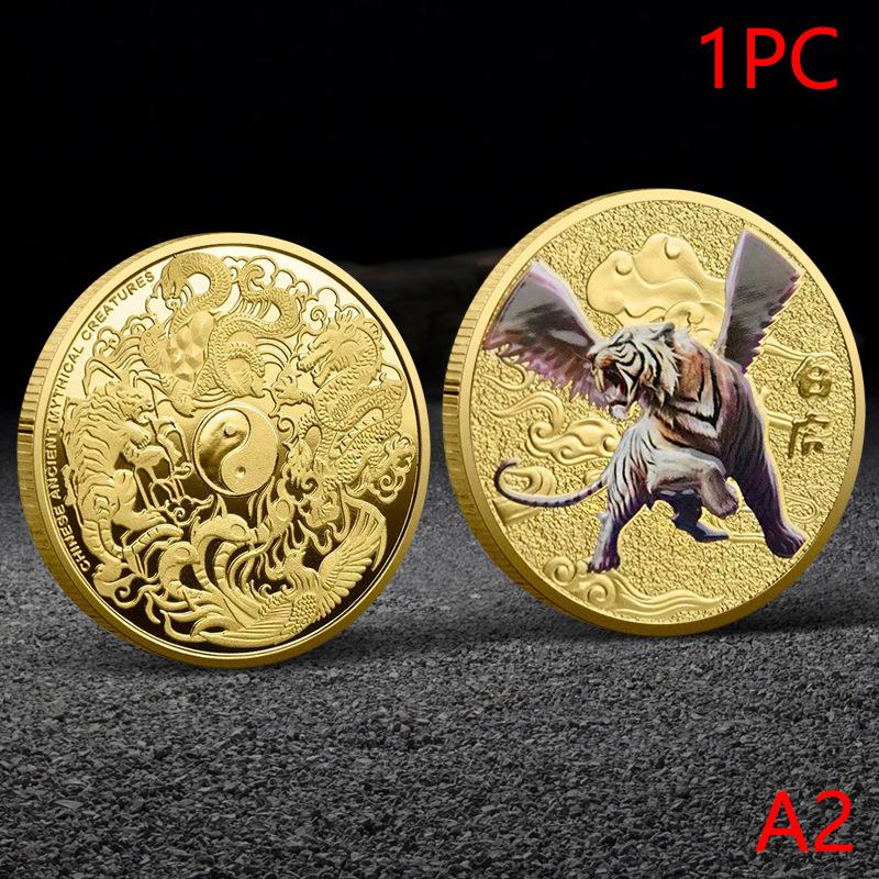 

Счастливая памятная монета Четыре великих зверя Зеленый дракон Белый тигр Чжу Цюэ Сюаньу металлическая цветная печать памятная монета