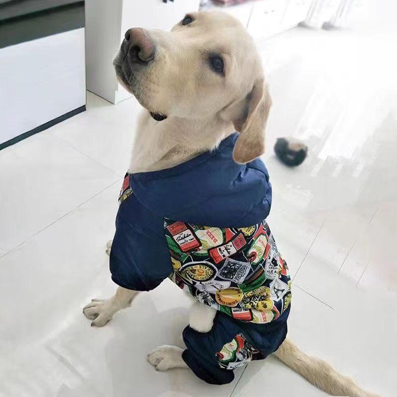 Winter Dog Coat Medium Large Breeds Golden Retriever Border Collie Samoyed Thick Warm 4-Legged Hooded Cotton Jacket
