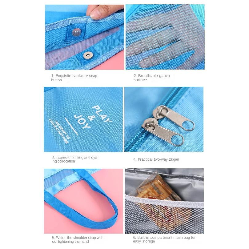 Heat Preservation Picnic Beach Bag Women Mesh Transparent Double-layer Swim Storage High Capacity Shopping Waterproof Bags Tote