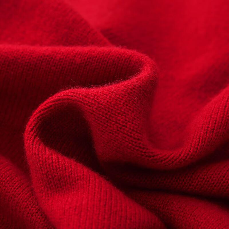 Zhaojun Autumn/Winter Red Chinese Jacquard Pure Cashmere V-Neck Cardigan