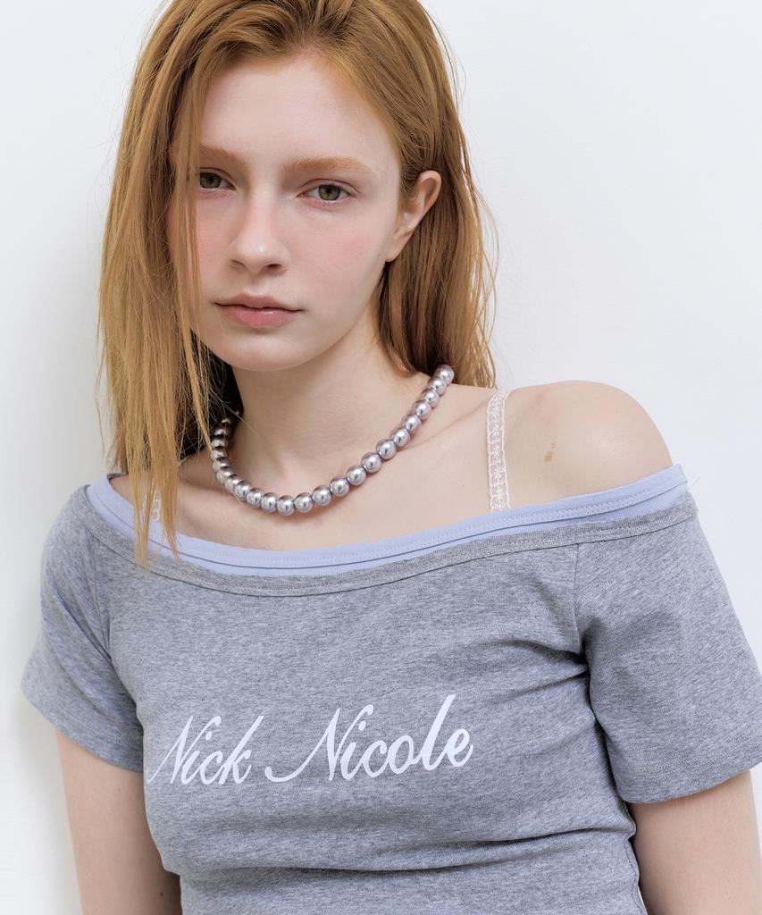 Nigaennikol Off-Shoulder Frill Crop Top_Gray