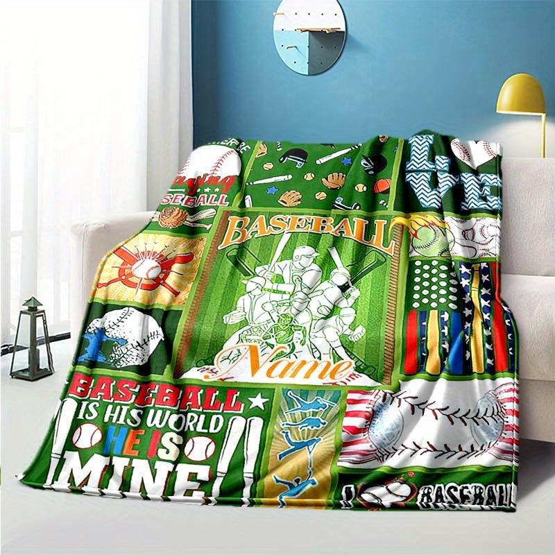 Playing Softball Customize Your Name Blanket Used For Chair Office Sofa Bed Camping Soft And Warm Giving Friends And Relatives Birthday Graduation