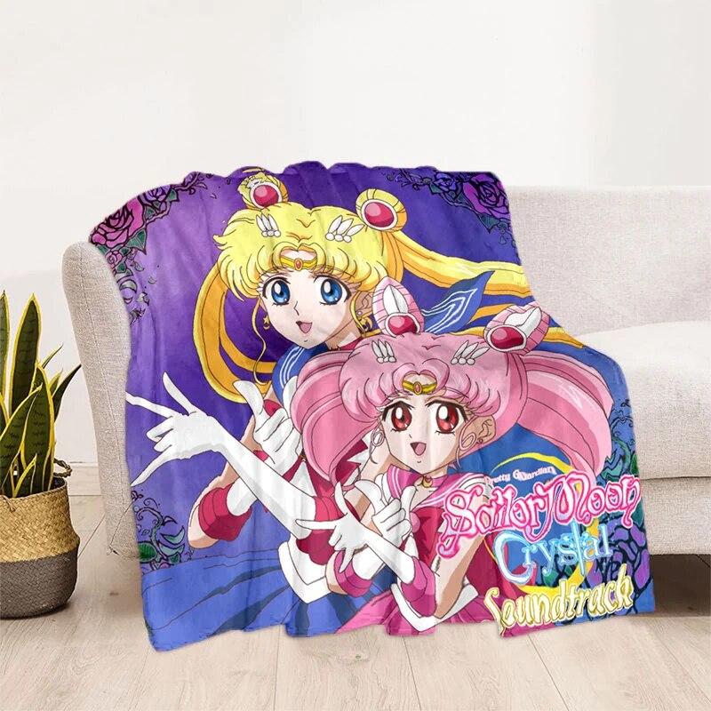 Deka s potiskem Sailor Moon Pretty Soldier Ultra lehká měkká plyšová deka z flanelu na rozkládací pohovku Pohovka Kancelářské dárky