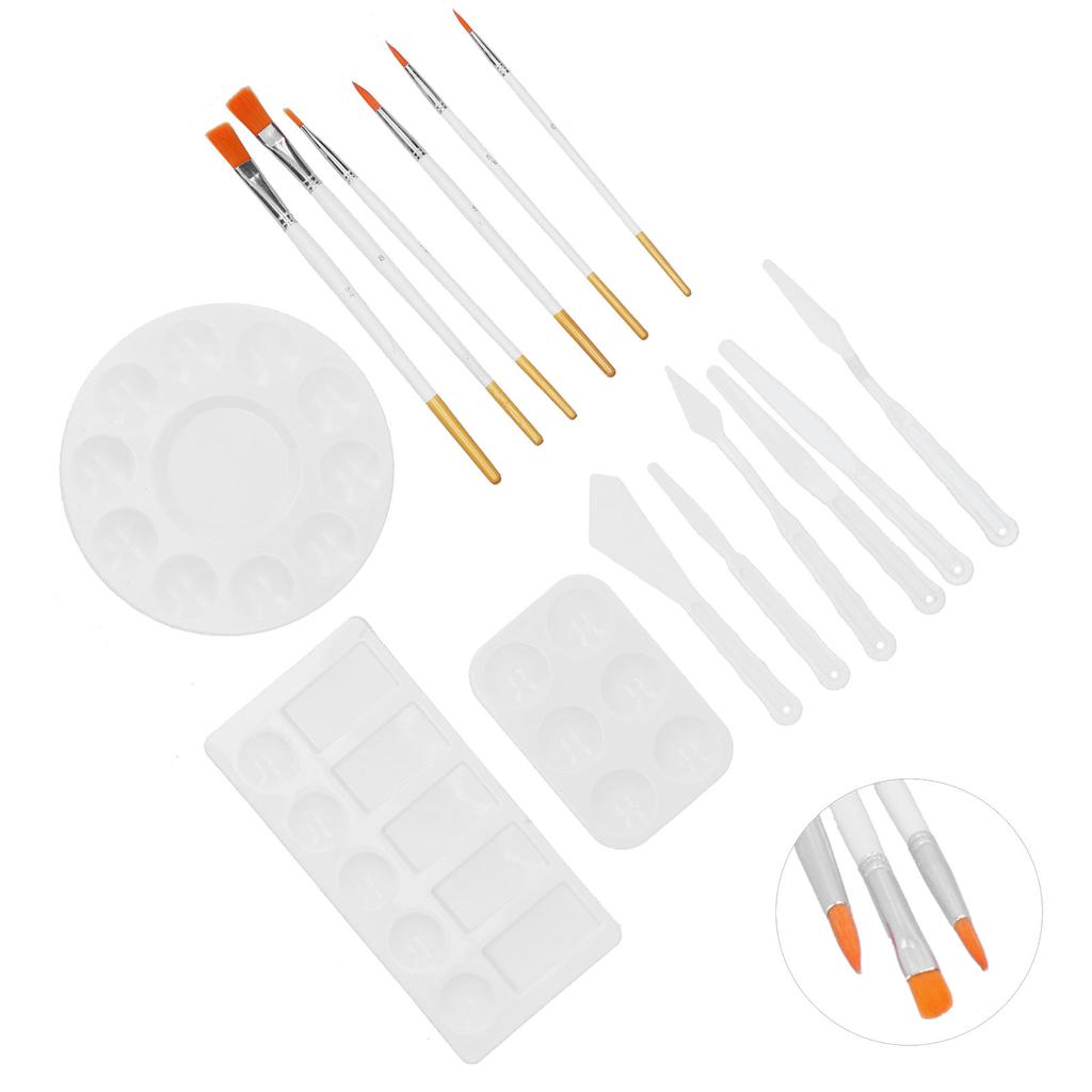 Oil Painting Tray Set 3 Paint Tray Knives Brushes Set for Acrylic Watercolor Painting