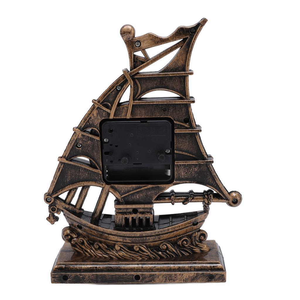 Segelboot Figur Uhr Antik Dekorativ Pflegeleicht Bootsfigur Zeituhr für Zuhause