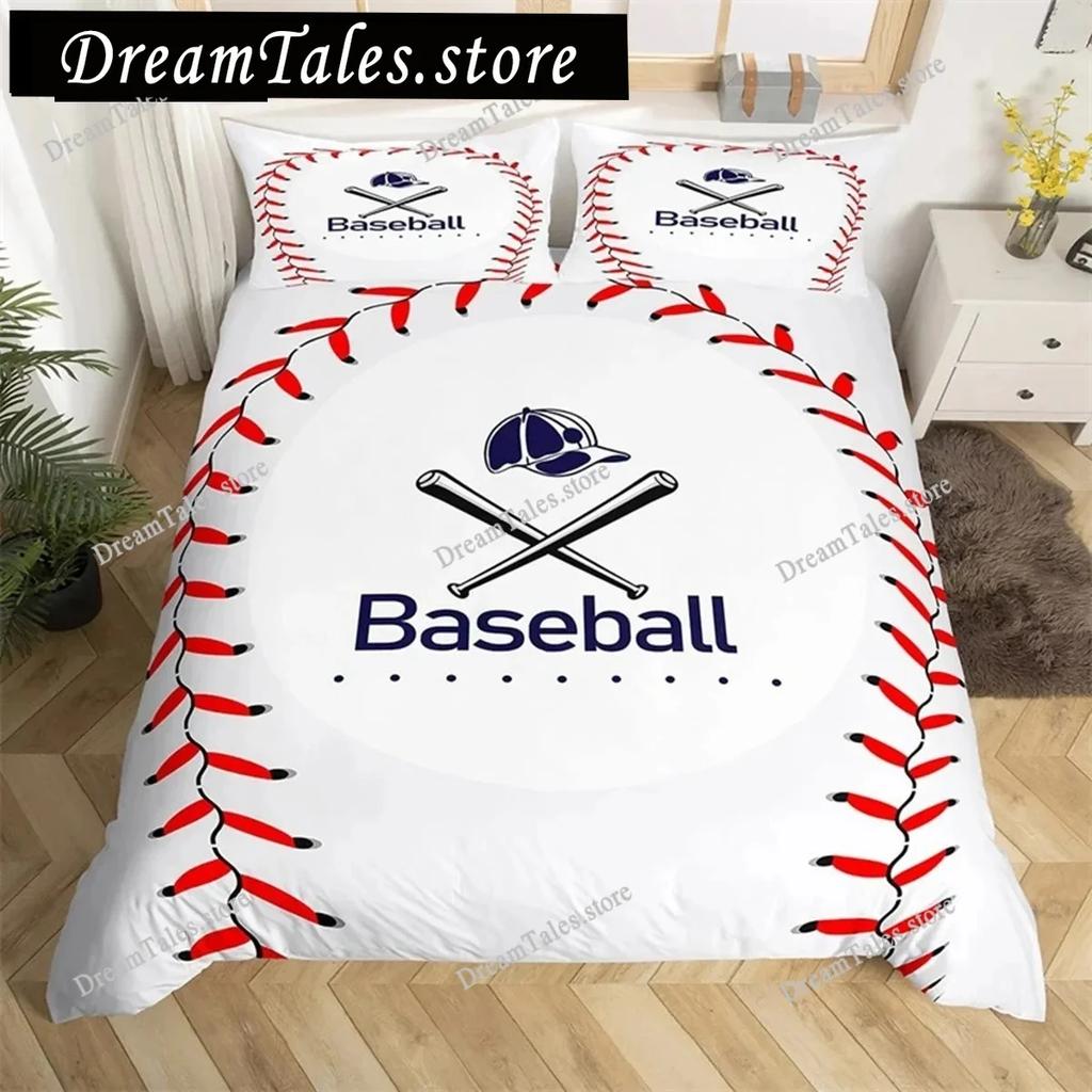 3D Print Baseball Duvet Cover Set Sports Theme Bedding Set King Baseball Gaming Geometry Stripe Quilt Cover for Boy Girl