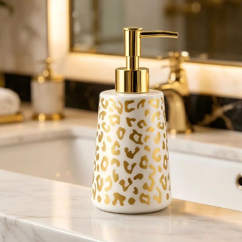 340ml ceramic golden lotion bottle hotel luxury hand lotion shampoo bath gel separate bottle household press soap dispenser