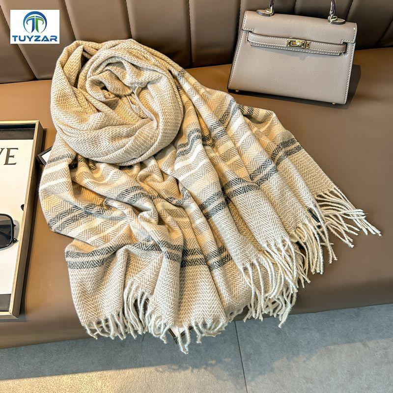 

2024 Осень и зима Новый удлиненный кашемировый шарф универсальный женский теплый шарф для защиты шеи двухсторонний шарф шаль 200*70cm