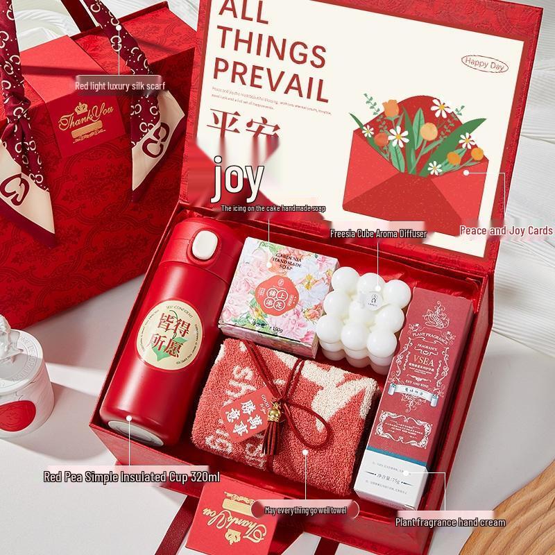 HANDUNYOU Red Luxury Stainless Steel Cup Gift Set