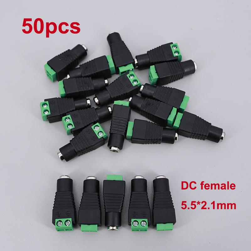 50pcs/lot 5.5x2.1mm DC Female Plug Connector Power Supply Jack Adapter BNC for CCTV Camera LED Strip Lamp Lighting Light J17