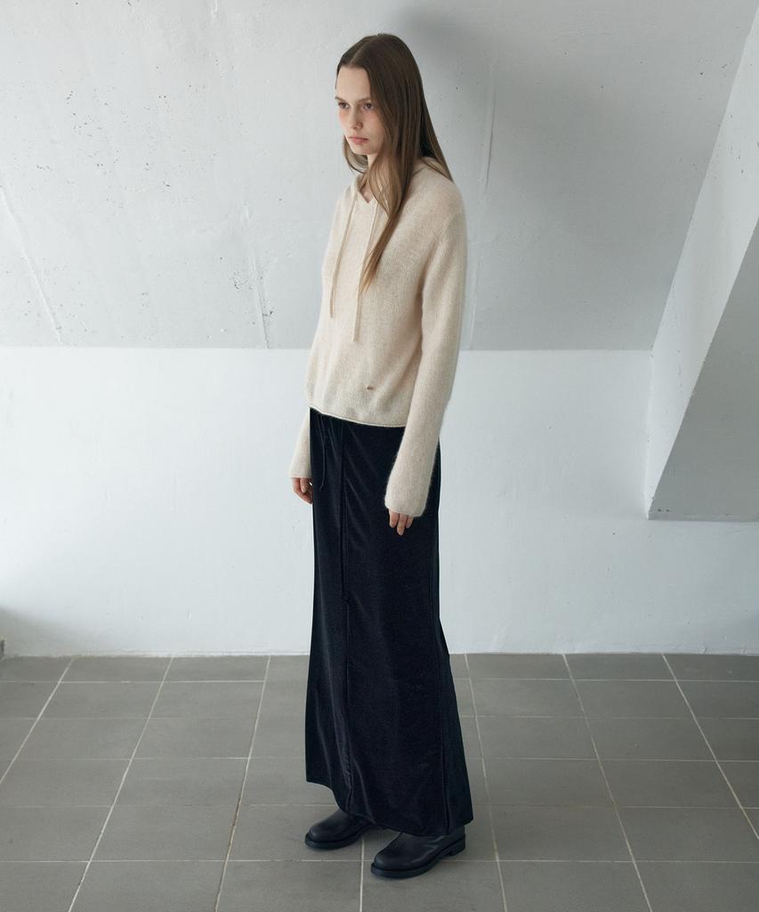 Awi Velvet Jersey Skirt_Black