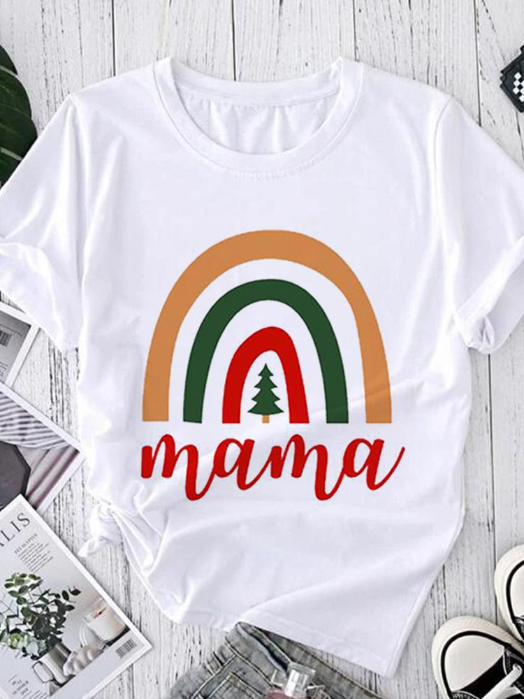 Women Tees Graphic Cartoon Christmas Print Wear Vacation Tops Tees Ladies Short Sleeve 90S Summer Fashion Trend Tshirt T-Shirt