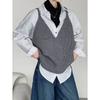 Gilet a Maglia da Donna Stile Coreano Spallino Largo Taglia Grande Capo Esterno per Stratificazione Stile Old Money Canotta Scollo a V Lunghezza Midi