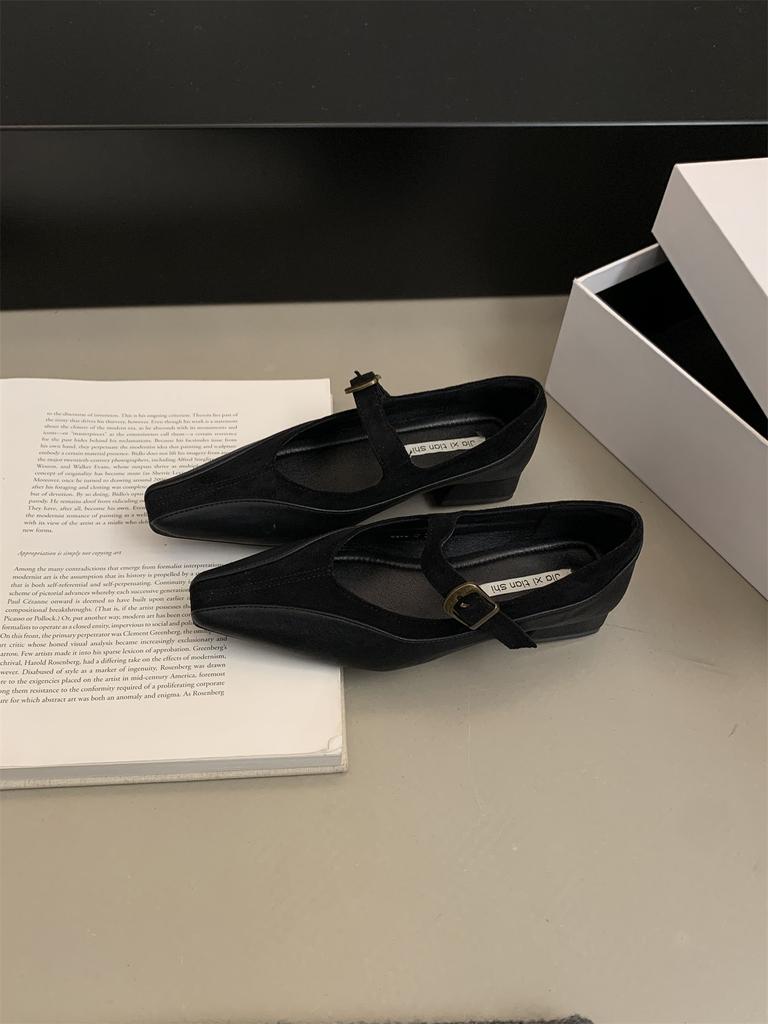 Retro Comfort Ballet Shoes Female Casual Daily Low Heel Buckle Strap Concise Mary Janes Shoes Patchwork Flats Handmade Shoes