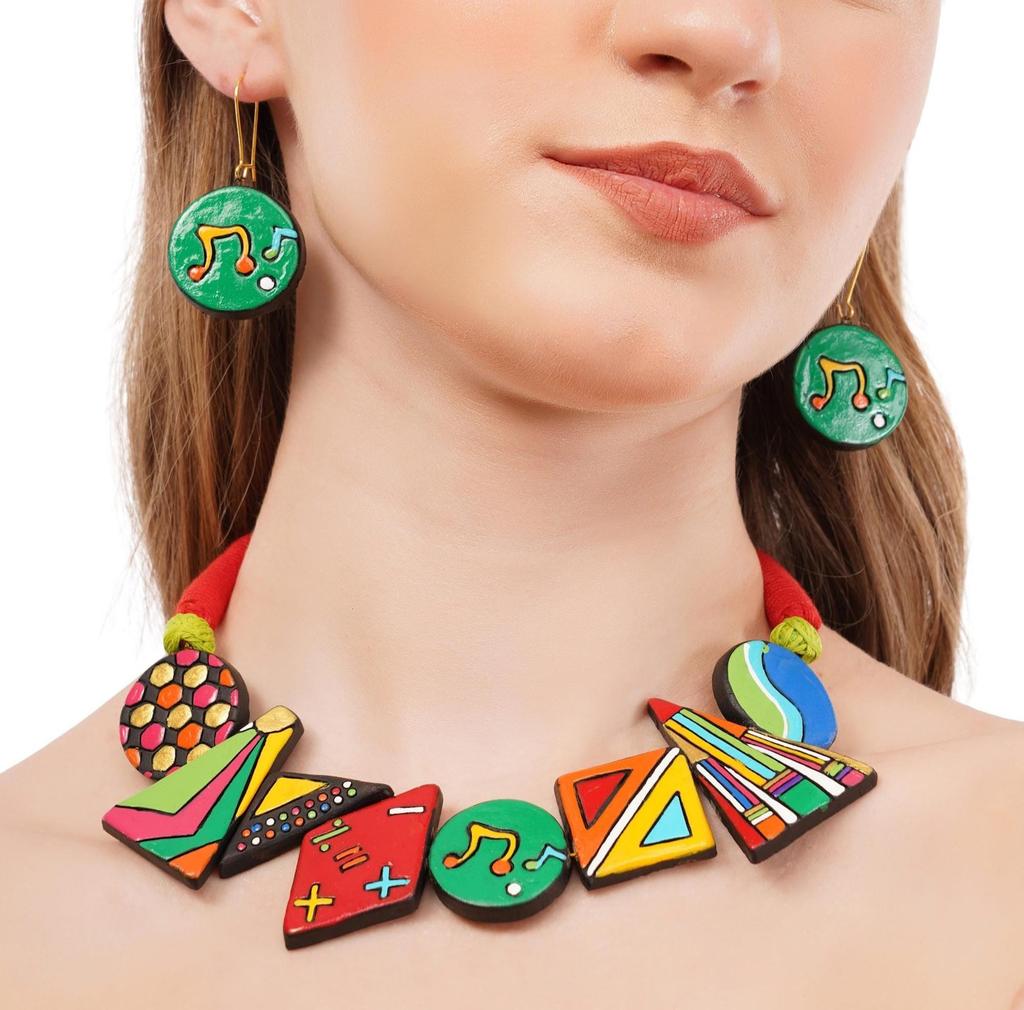 Colorful Clay Music Jewelry Set: Handmade Necklace
