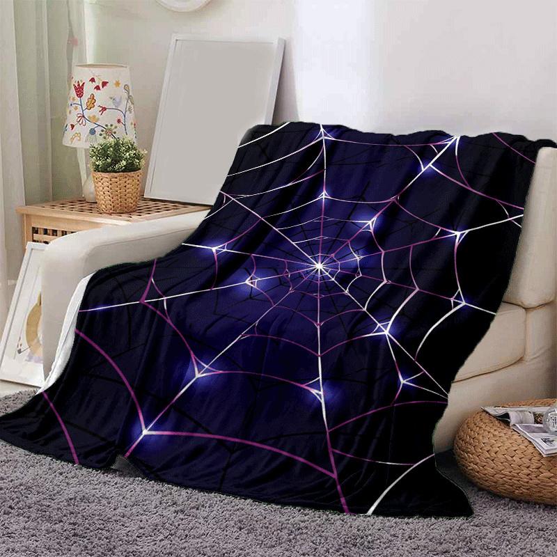 1pc Spider Web Printing Lightweight Flannel Blanket, Comfortable and Warm Blanket, for Camping Sofa Bed and Couch Office, Suitable for Gift B