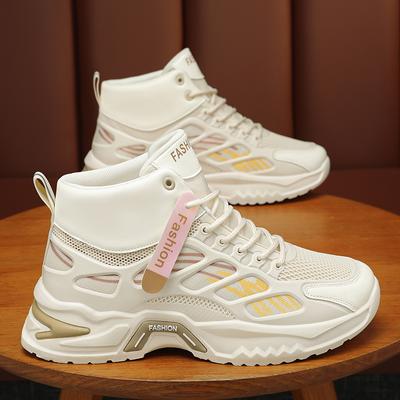 High Top Mesh Vielseitige Lässige Laufschuhe mit Dickem Boden für Herren Atmungsaktiv Modisch Trendig Jugend Sport Daddy Schuhe