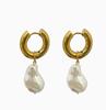 Fashion High-End Irregular Faux Pearl Drop Earrings Unique Circle Hoop Earrings Stylish Lightweight Jewelry for Daily Wear