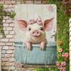 Metal Wall Art Vintage Pig Poster for Kitchen Bathroom Decor
