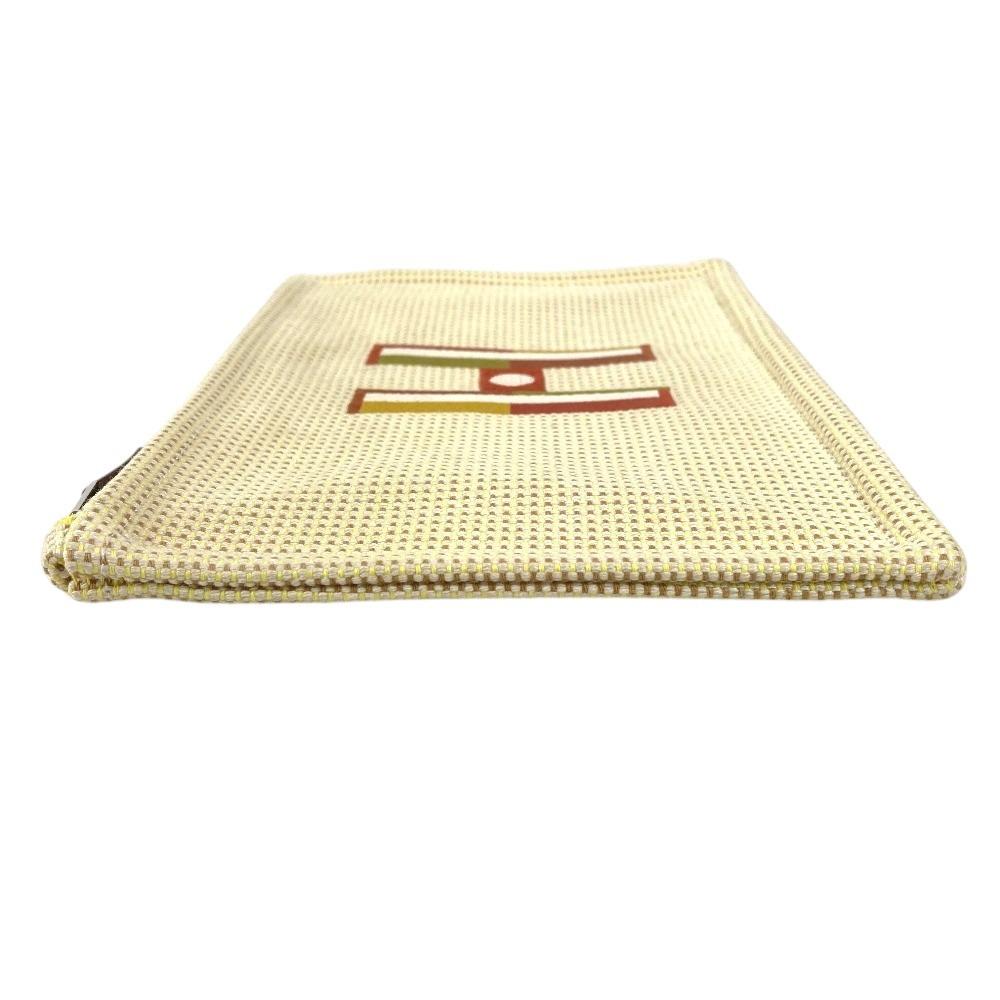 HERMES Flat pouch with embroidery "Fauble Corner" PM Cosmetics Pouch Clutch Bag