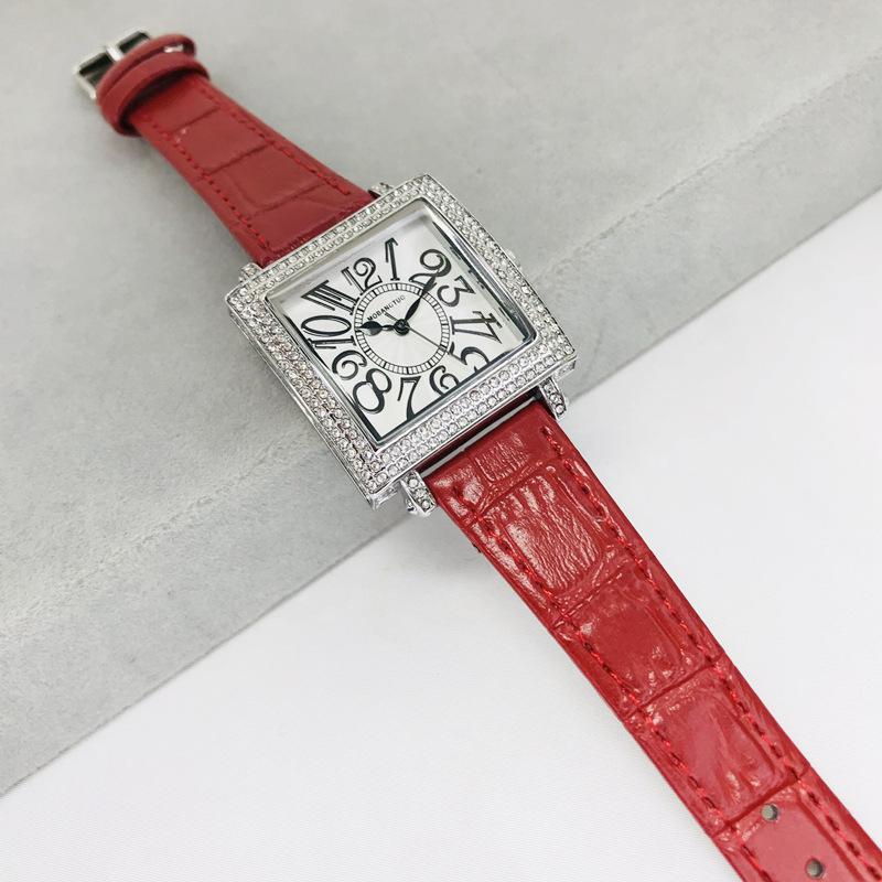 Square Large Dial High-Value Women S Watch Digital Leather Diamond-Encrusted Waterproof Niche Light Luxury Women S Watch Women