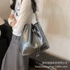 Silver travel backpack women's 2025 new high-end shoulder bag large-capacity commuter bucket bag multi-purpose backpack