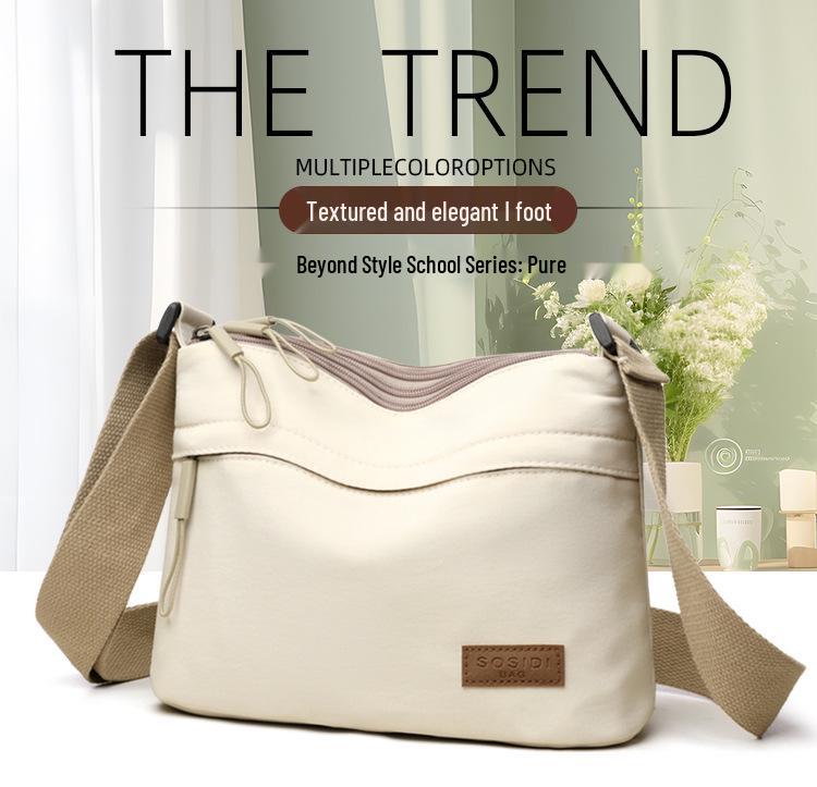 Lightweight Women's Nylon Waterproof Crossbody Bag - Casual, Multi-Layer, Portable, Fashionable Small Square Bag