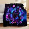 Iridescent Butterfly Floral Blanket Psychedelic Starry Sky Style, Skin-friendly and Warm Flowers with A Nebula Base Color