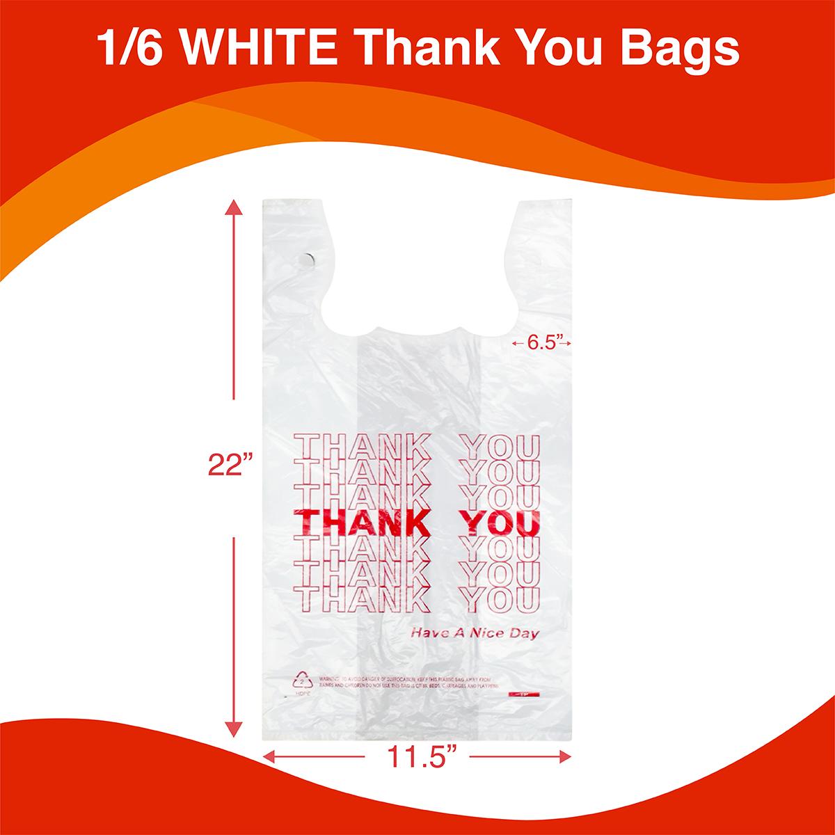 

Heavy Duty Thank You T-Shirt Carry Bags, White, 1000 Count, 11.5 x 6.5 x 22 in, HDPE Grocery Shopping Bags белый