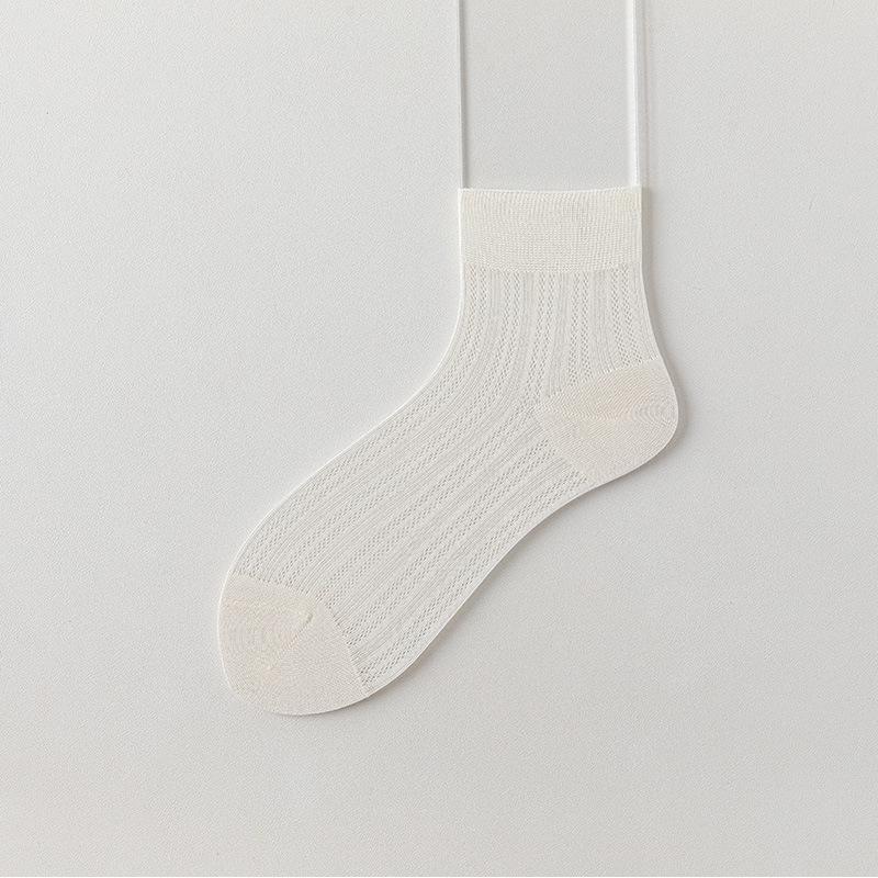Female Summer Thin Pure Color All Kinds of Mesh Breathable Antibacterial Deodorant Socks