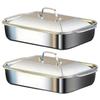 Stainless Steel Grilled Fish and Seafood Pan with Lid and Handle