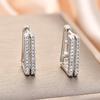 European Chic Rectangle Copper Earrings with Zirconia, Versatile Fashion Ear Cuffs