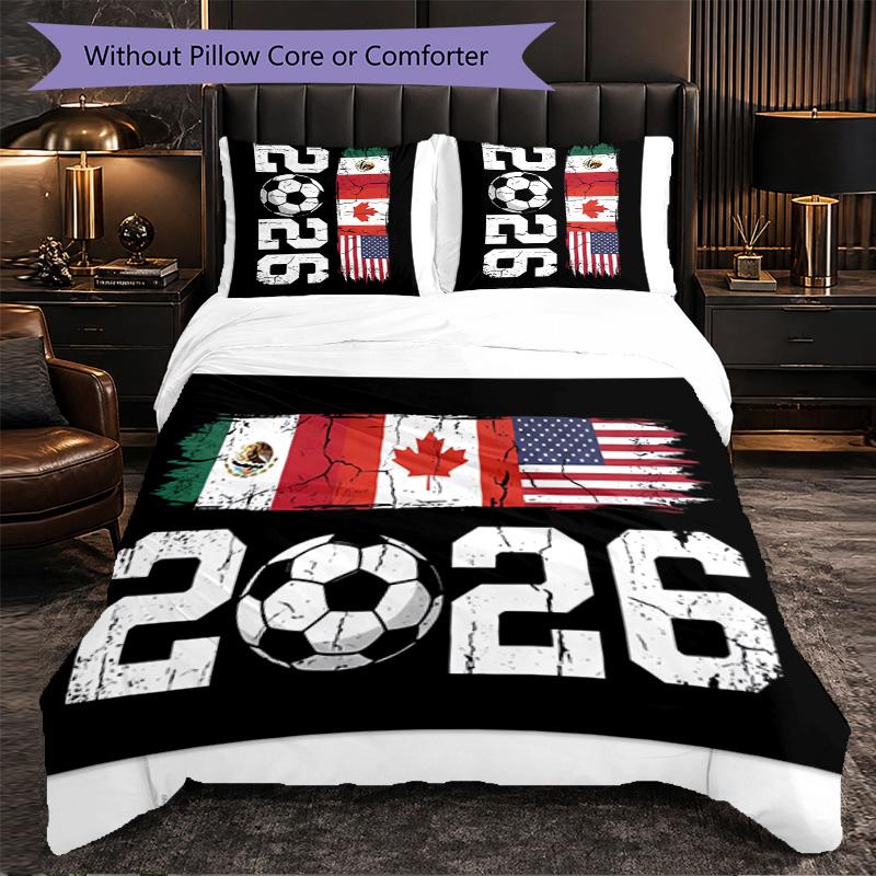 Set Biancheria da Letto a 3 Pezzi Nazionale di Calcio Inglese Morbido Set Copripiumino con Federe Set Decorazione Camera da Letto per la Casa