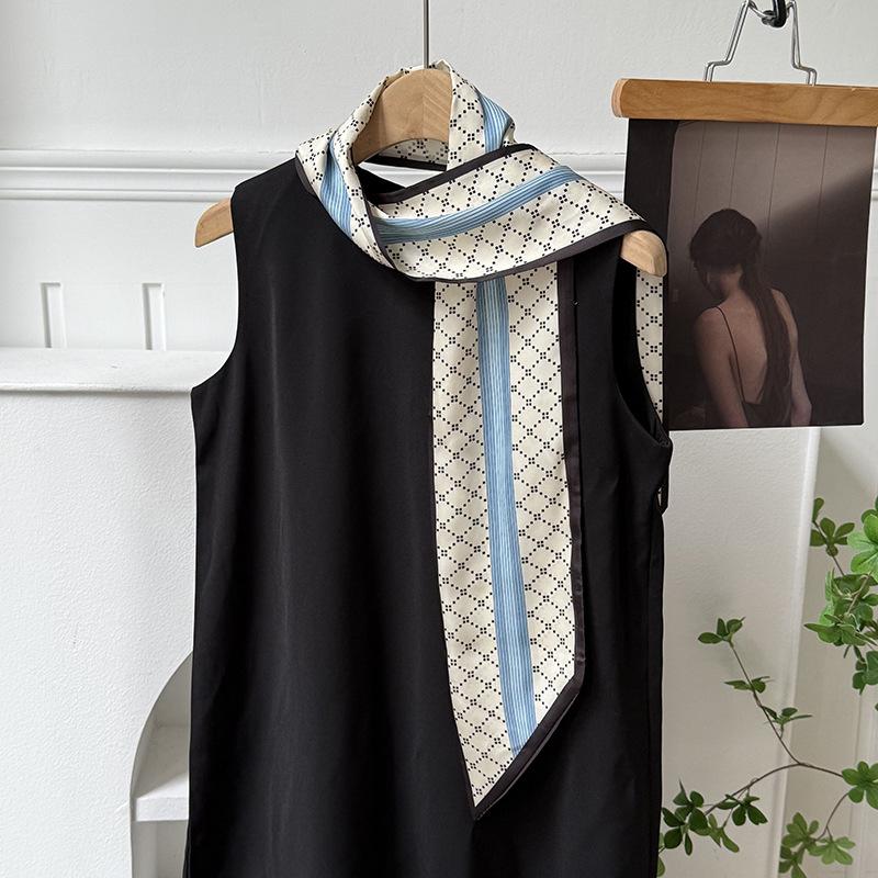 Silk scarf atmosphere, new long silk scarf, streamer, women's high-end sense, matching shirt, small scarf, headscarf, headband.