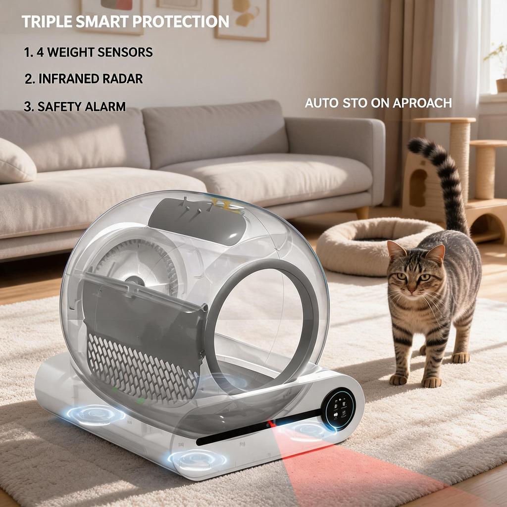 Smart Automatic Self Cleaning Cat Litter Box APP Control WiFi 65L Extra Large Enclosed Anti-Splash Odor Control Deodorizer EU Warehouse Free Shipping