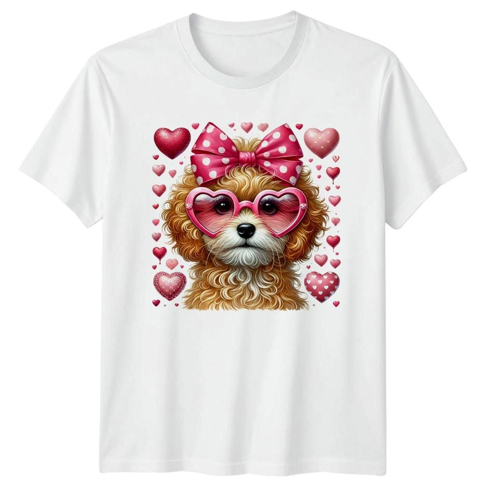 Sweet Dog Wearing Heart Sunglasses Unisexs TShirt Valentines Day Pet Puppy S