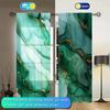 2pcs Green Marble Watercolor Pattern Printed Curtain for Home Decor - Rod Pocket Window Treatment for Bedroom   Office   Kitchen