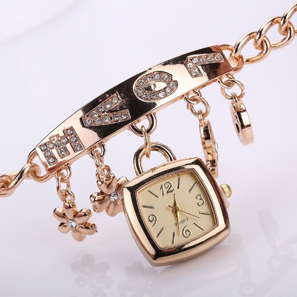 New Women'S Stainless Steel Bracelet Watch, European And American Fashion Love Bracelet Watch, Simple Quartz Women'S Watch
