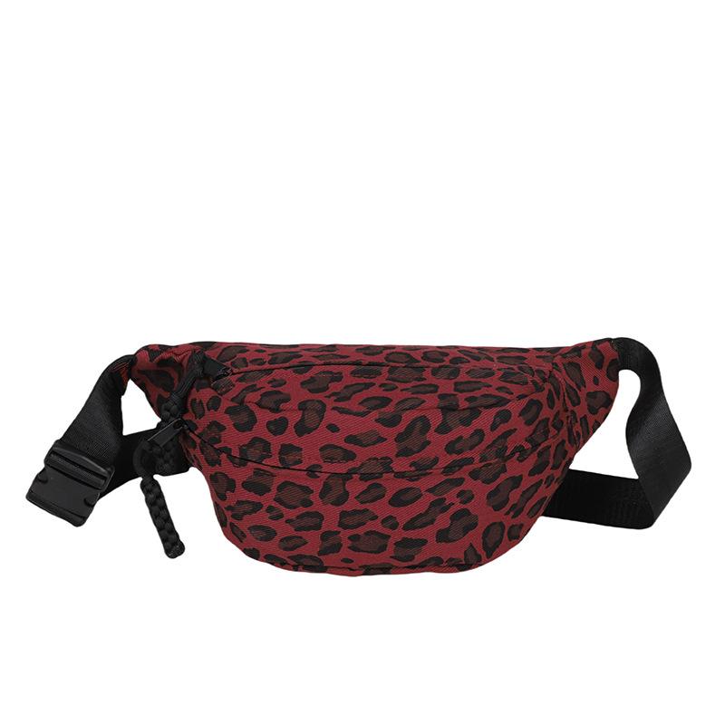 Vintage Luipaardprint Canvas Heuptasjes Voor Vrouwen Stijlvolle Taille Tas Vrouwelijke Mode Taille Pak Dames Crossbody Lichaam Borst Tas black