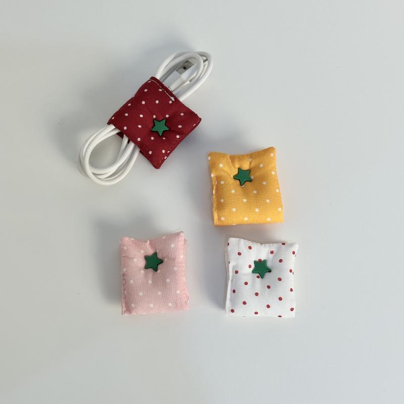 Cute Cable Organizer Red Tomato/Star Design Cable Winding Holder For Earphones Chargers Portable Daily Use For Women And Girls