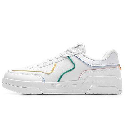 Slip Resistant Abrasion Resistant Low Top Skateboard Shoes Men's White Yellow 112148081R-3